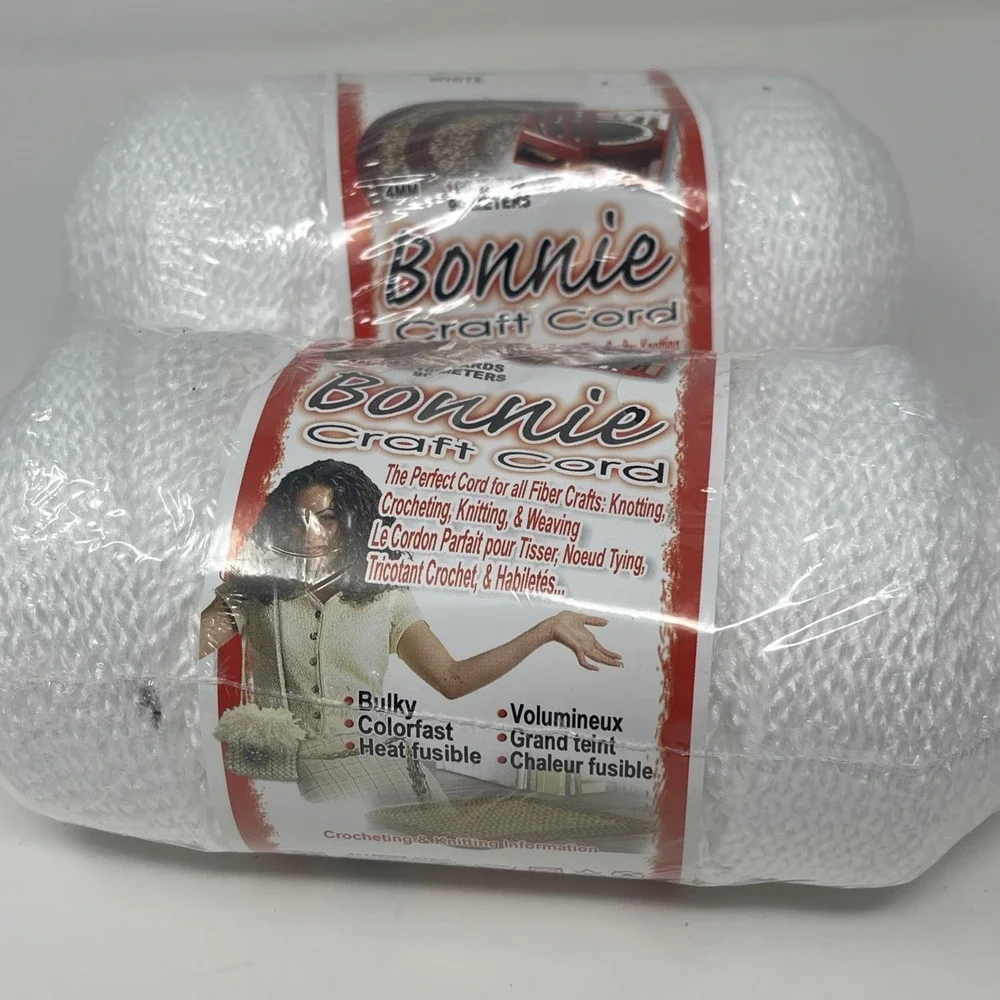 Bonnie Craft Cord 4mm  100 Yards lot of 2 Macrame, Made in USA New Sealed White
